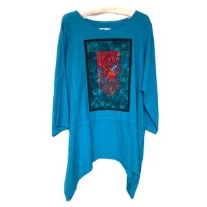 Brie Kriebel Tunic Top Size M Artsy Lagenlook Boho Cotton Front Quilted Blocks